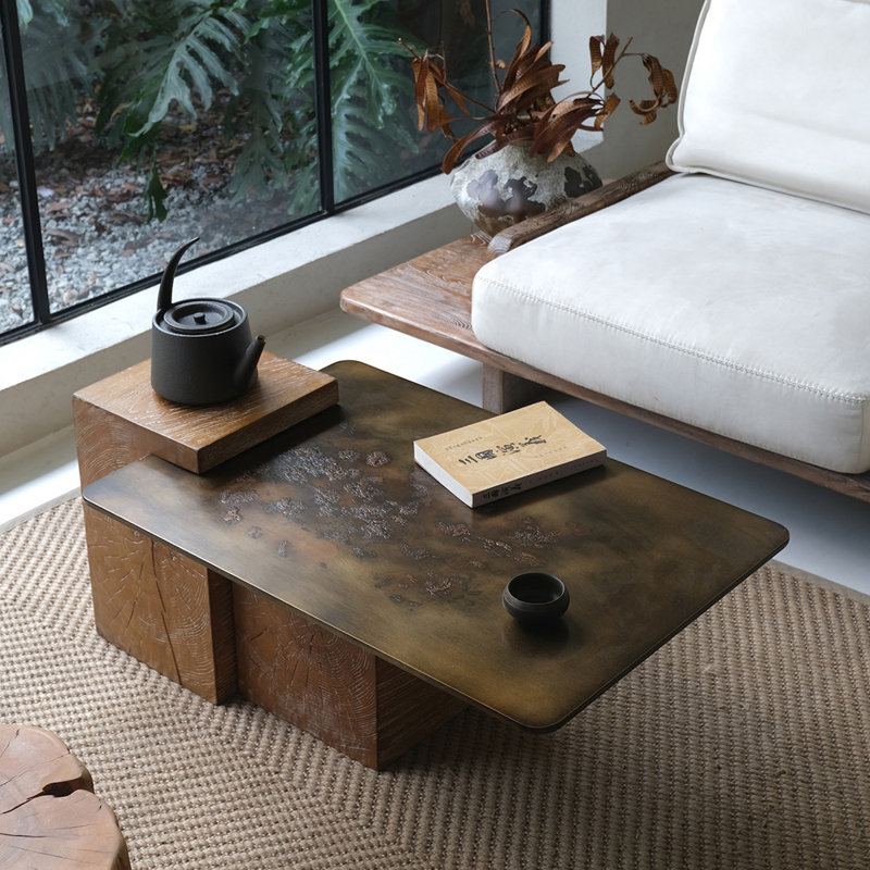 Wu's StylishVault Wabi-sabi solid wood vintage coffee table | Wayfair